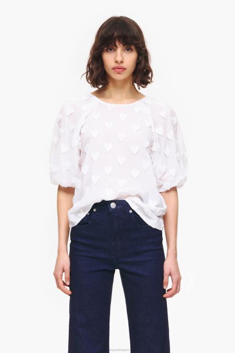 Bimba Y Lola тениска от двоен плат бяло облекло 28R6R285