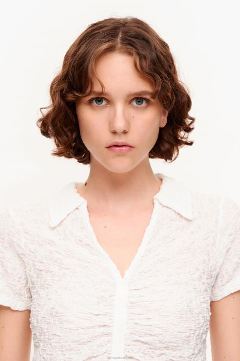 Bimba Y Lola текстурирана тениска с копчета слонова кост облекло 28R6R287