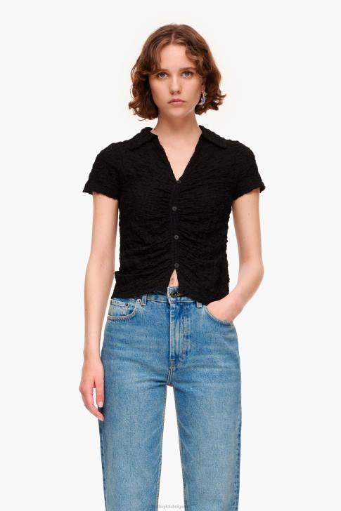 Bimba Y Lola текстурирана тениска с копчета черен облекло 28R6R288