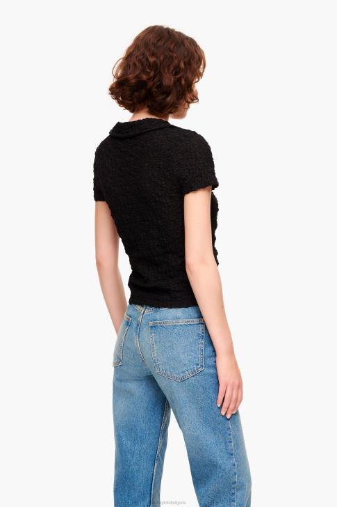 Bimba Y Lola текстурирана тениска с копчета черен облекло 28R6R288