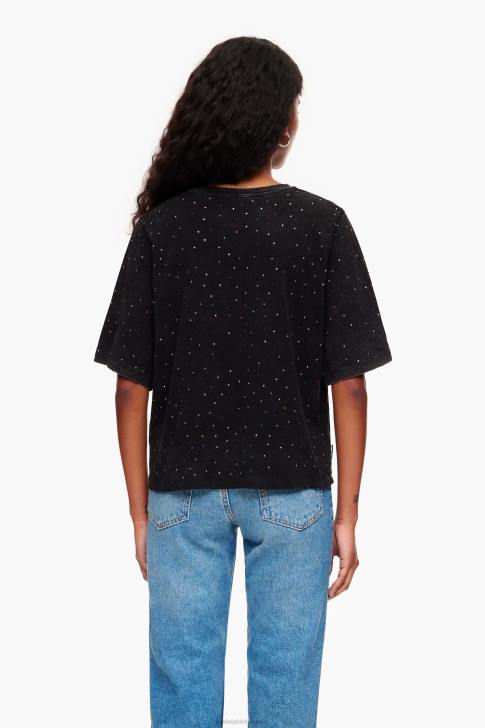 Bimba Y Lola квадратна тениска с многоцветни камъни черен облекло 28R6R296