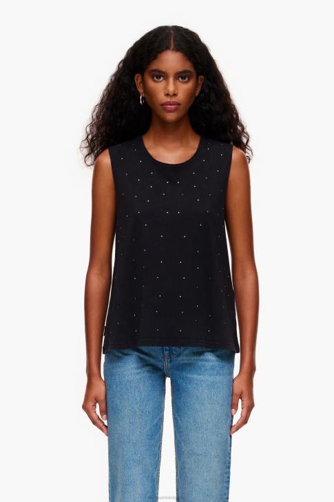 Bimba Y Lola многоцветна тениска с камъни черен облекло 28R6R297