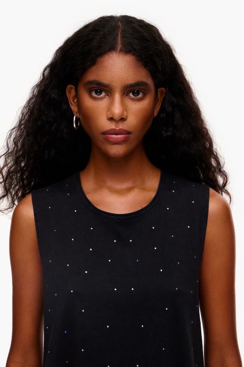 Bimba Y Lola многоцветна тениска с камъни черен облекло 28R6R297