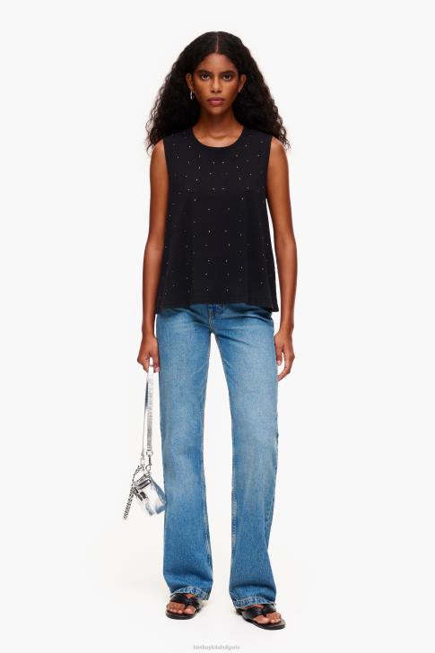 Bimba Y Lola многоцветна тениска с камъни черен облекло 28R6R297