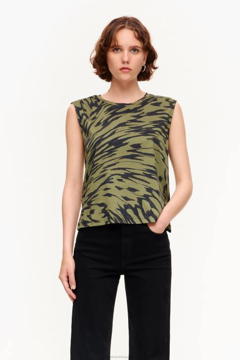 Bimba Y Lola памучна тениска с принт на пеперудени крила каки облекло 28R6R298