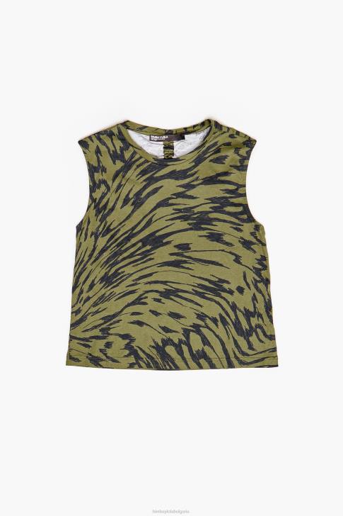 Bimba Y Lola памучна тениска с принт на пеперудени крила каки облекло 28R6R298