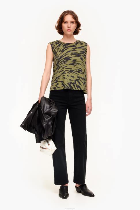 Bimba Y Lola памучна тениска с принт на пеперудени крила каки облекло 28R6R298