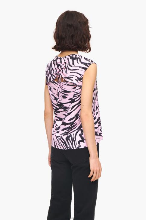 Bimba Y Lola двуцветна памучна тениска с крила на пеперуда розово облекло 28R6R299