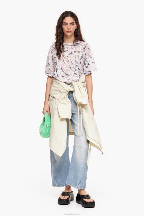 Bimba Y Lola квадратна тениска с принт на пеперудени крила бяло облекло 28R6R302