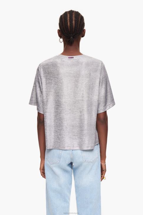 Bimba Y Lola тениска от фолио течно сиво облекло 28R6R307