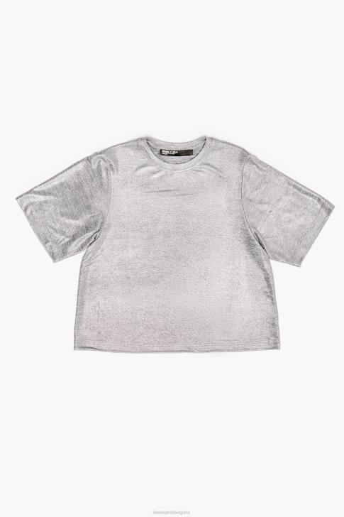 Bimba Y Lola тениска от фолио течно сиво облекло 28R6R307