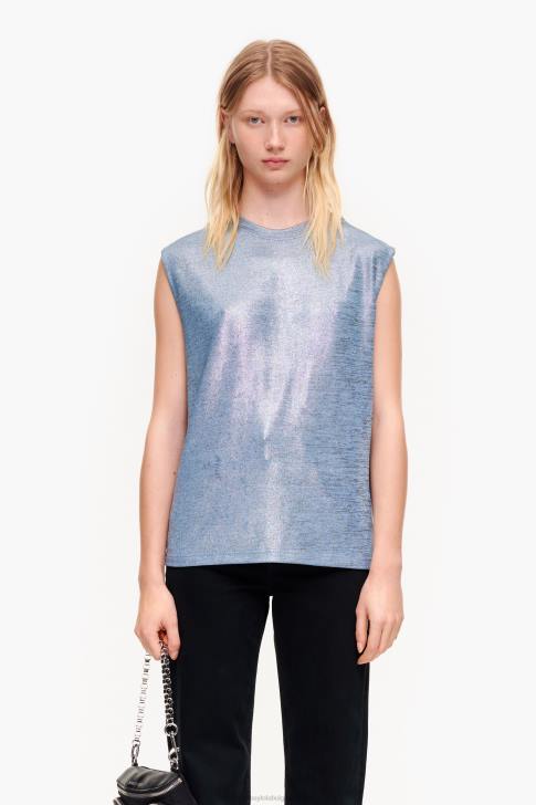 Bimba Y Lola къса флуидна тениска син облекло 28R6R309