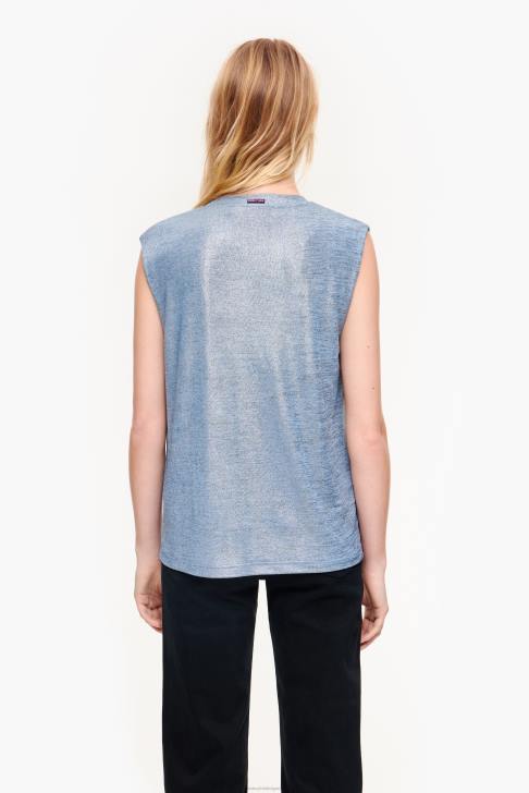 Bimba Y Lola къса флуидна тениска син облекло 28R6R309