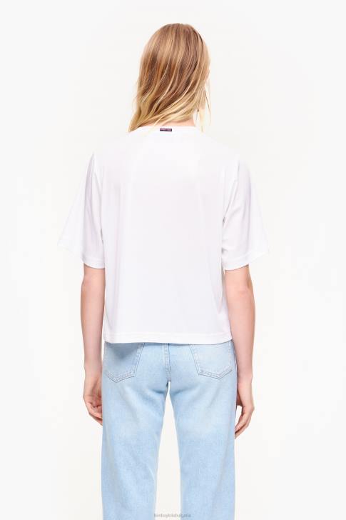 Bimba Y Lola къса флуидна тениска бяло облекло 28R6R310