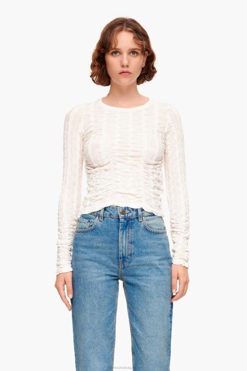 Bimba Y Lola вталена тениска с текстура слонова кост облекло 28R6R312