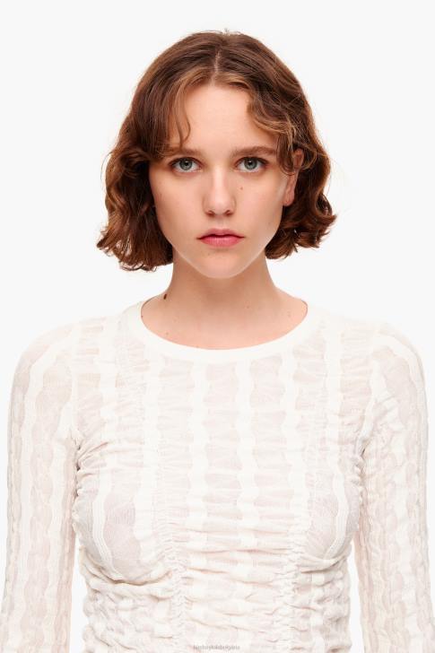 Bimba Y Lola вталена тениска с текстура слонова кост облекло 28R6R312