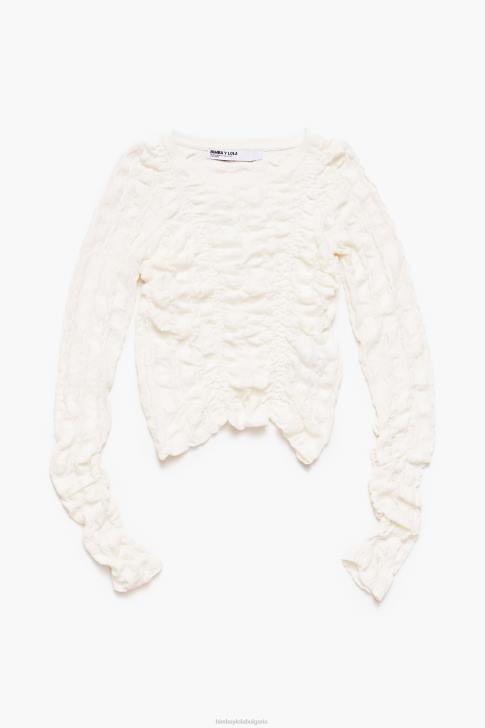 Bimba Y Lola вталена тениска с текстура слонова кост облекло 28R6R312