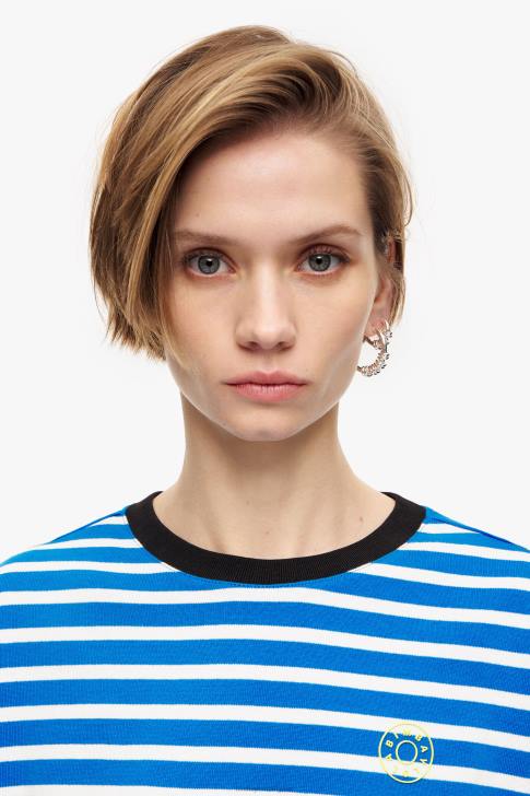 Bimba Y Lola памучна тениска на райета син облекло 28R6R319