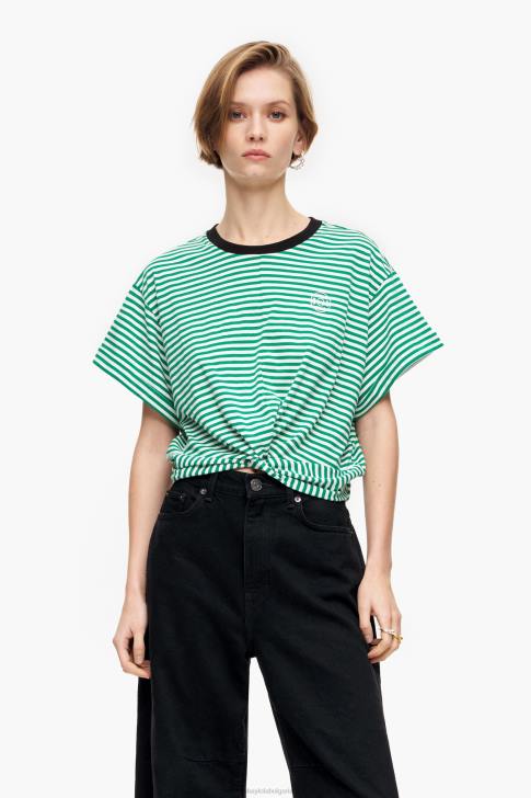 Bimba Y Lola квадратна тениска на възел зелено и бяло облекло 28R6R321