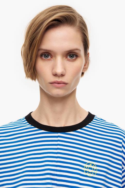 Bimba Y Lola квадратна тениска на възел синьо и бяло облекло 28R6R322