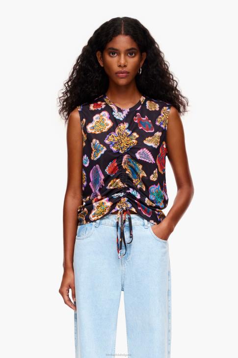 Bimba Y Lola тениска fish sea черен облекло 28R6R262