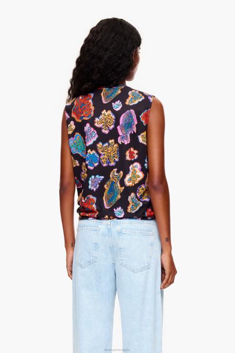 Bimba Y Lola тениска fish sea черен облекло 28R6R262