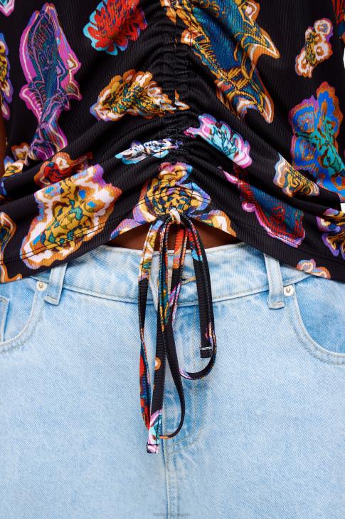 Bimba Y Lola тениска fish sea черен облекло 28R6R262