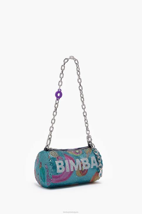 Bimba Y Lola бананов микс мрежеста цилиндрична торба аквамарин аксесоари 28R6R143