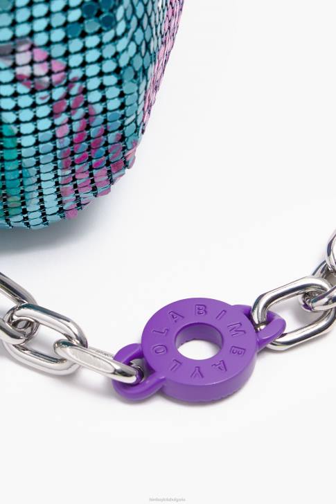 Bimba Y Lola бананов микс мрежеста цилиндрична торба аквамарин аксесоари 28R6R143