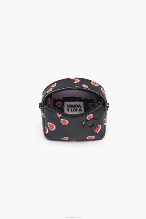 Bimba Y Lola сърца кожена чанта скитник черен аксесоари 28R6R60