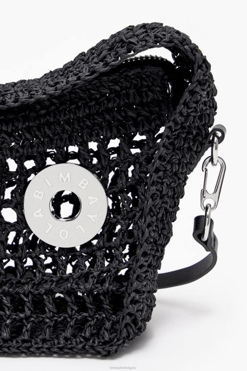 Bimba Y Lola чанта за скитник от рафия черен аксесоари 28R6R6