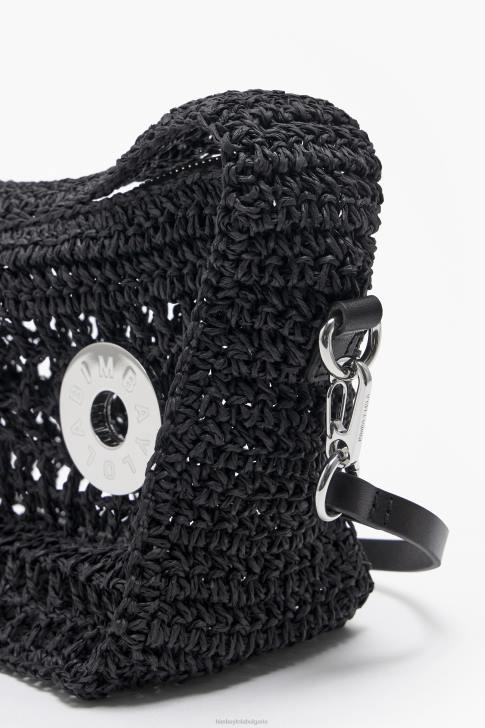 Bimba Y Lola чанта за скитник от рафия черен аксесоари 28R6R6