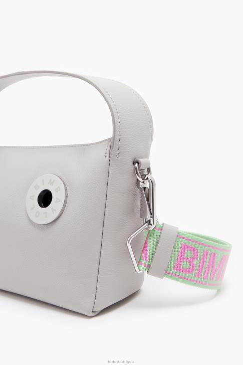 Bimba Y Lola кожена чанта hobo сиво аксесоари 28R6R50