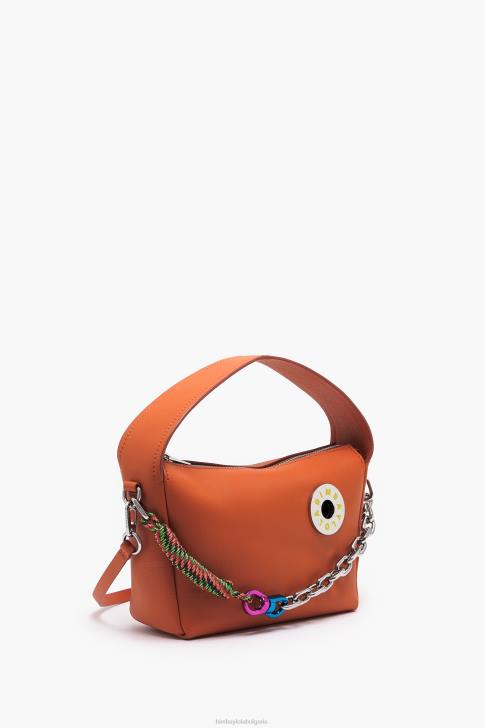 Bimba Y Lola кожена чанта hobo тухла аксесоари 28R6R55