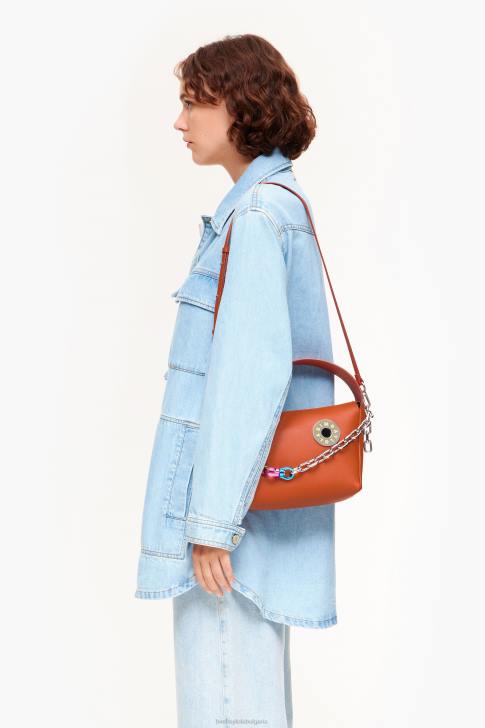 Bimba Y Lola кожена чанта hobo тухла аксесоари 28R6R55