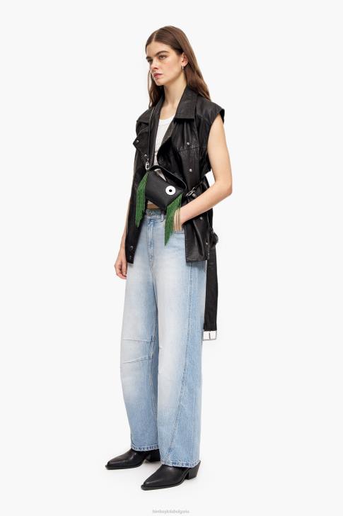 Bimba Y Lola кожена чанта hobo черен аксесоари 28R6R62