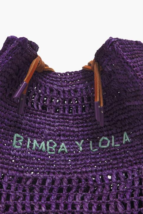 Bimba Y Lola голяма чанта от рафия лилаво аксесоари 28R6R113