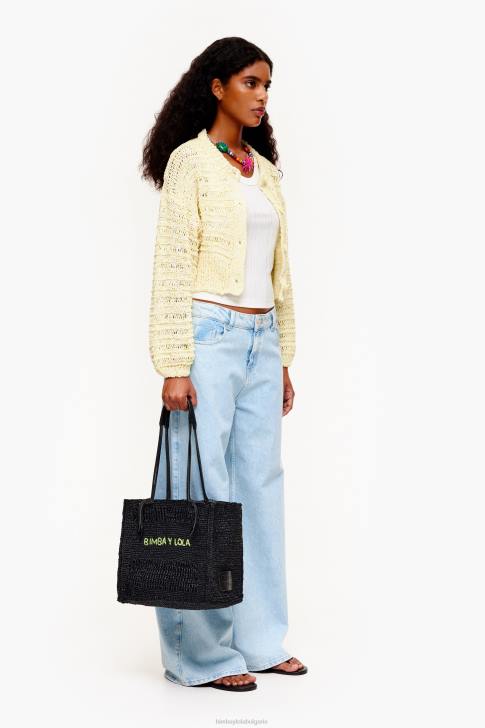 Bimba Y Lola голяма чанта от рафия черен аксесоари 28R6R115