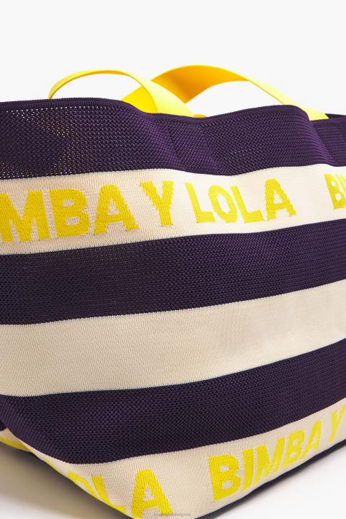 Bimba Y Lola плетена пазарска чанта военноморски флот аксесоари 28R6R127