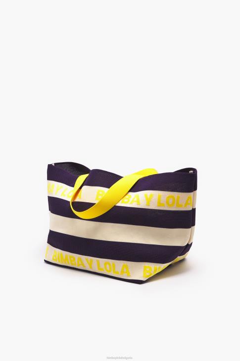 Bimba Y Lola плетена пазарска чанта военноморски флот аксесоари 28R6R127