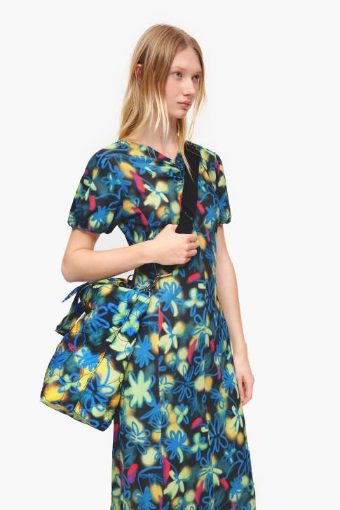 Bimba Y Lola найлонова чанта за пазаруване с графити цветя син аксесоари 28R6R132