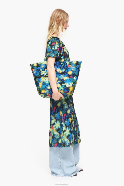 Bimba Y Lola найлонова чанта за пазаруване с графити цветя син аксесоари 28R6R132