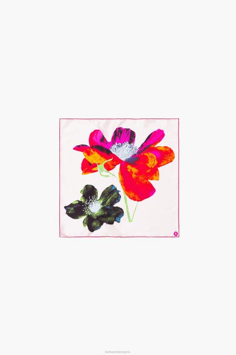 Bimba Y Lola флорален копринен шал мръсно бял аксесоари 28R6R606