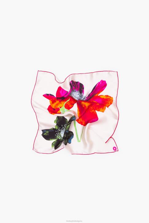 Bimba Y Lola флорален копринен шал мръсно бял аксесоари 28R6R606