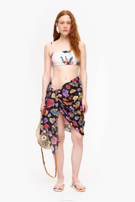 Bimba Y Lola дълъг морски саронг от памучна риба аксесоари черен 28R6R610