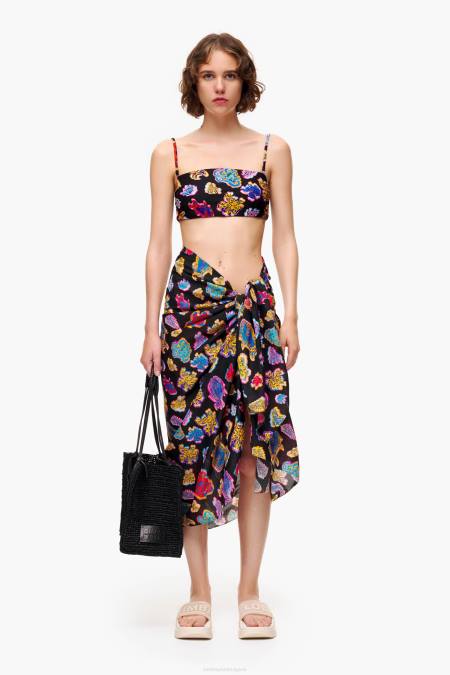 Bimba Y Lola дълъг морски саронг от памучна риба аксесоари черен 28R6R610