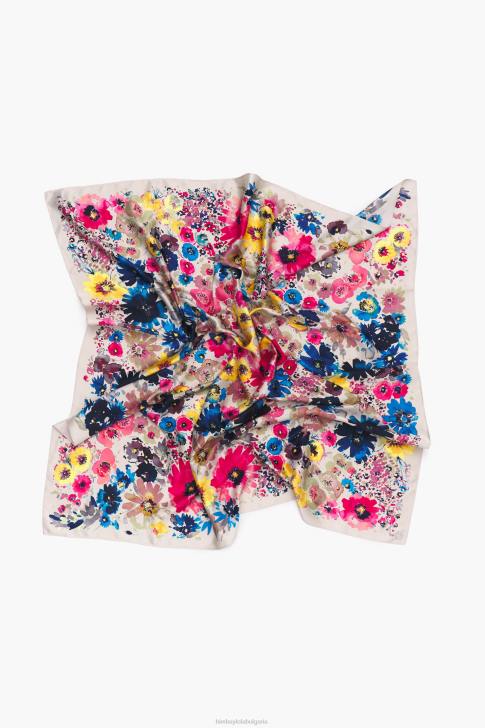 Bimba Y Lola акварелен флорален шал бежово аксесоари 28R6R618