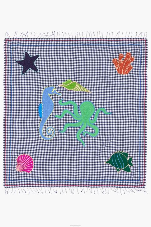 Bimba Y Lola бродиран гингам шал тъмносин аксесоари 28R6R632