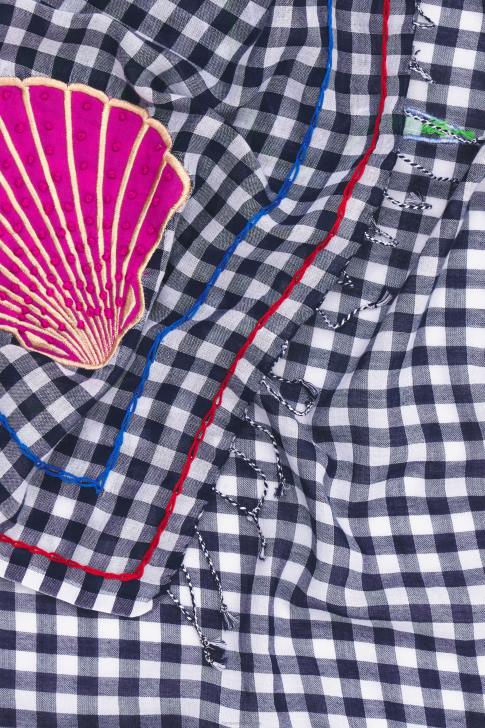 Bimba Y Lola бродиран гингам шал тъмносин аксесоари 28R6R632