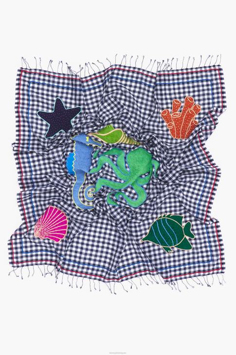 Bimba Y Lola бродиран гингам шал тъмносин аксесоари 28R6R632